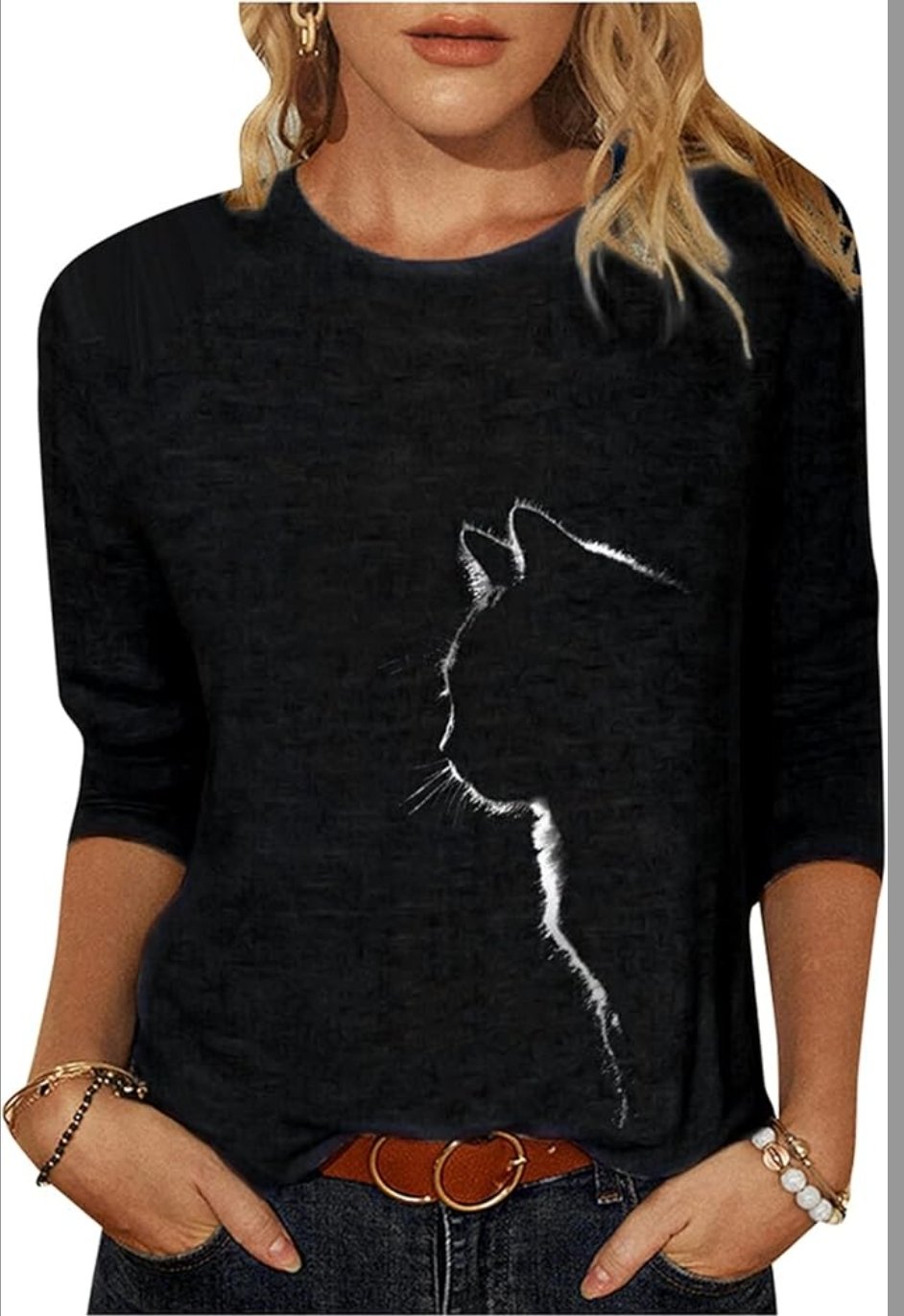 camiseta silueta gato 