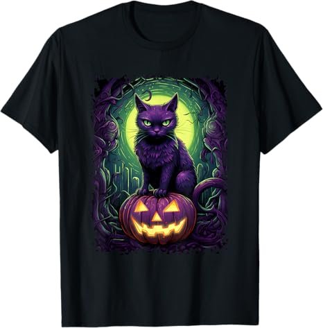 camiseta gato encima calabaza